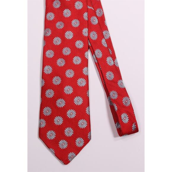 Ted Baker Red Floral Jacquard Silk Necktie Tie Made in USA - Picture 3 of 7